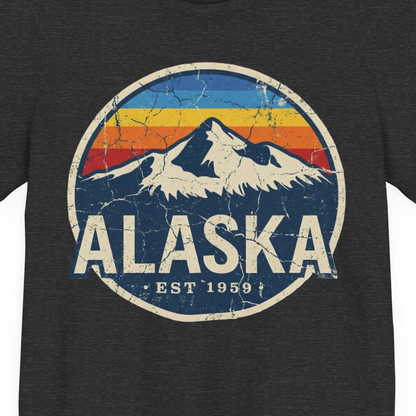 Alaska Vintage Shirt Premium T-Shirt – Dark Grey Heather – Alaska Cruise Shirts Close Up