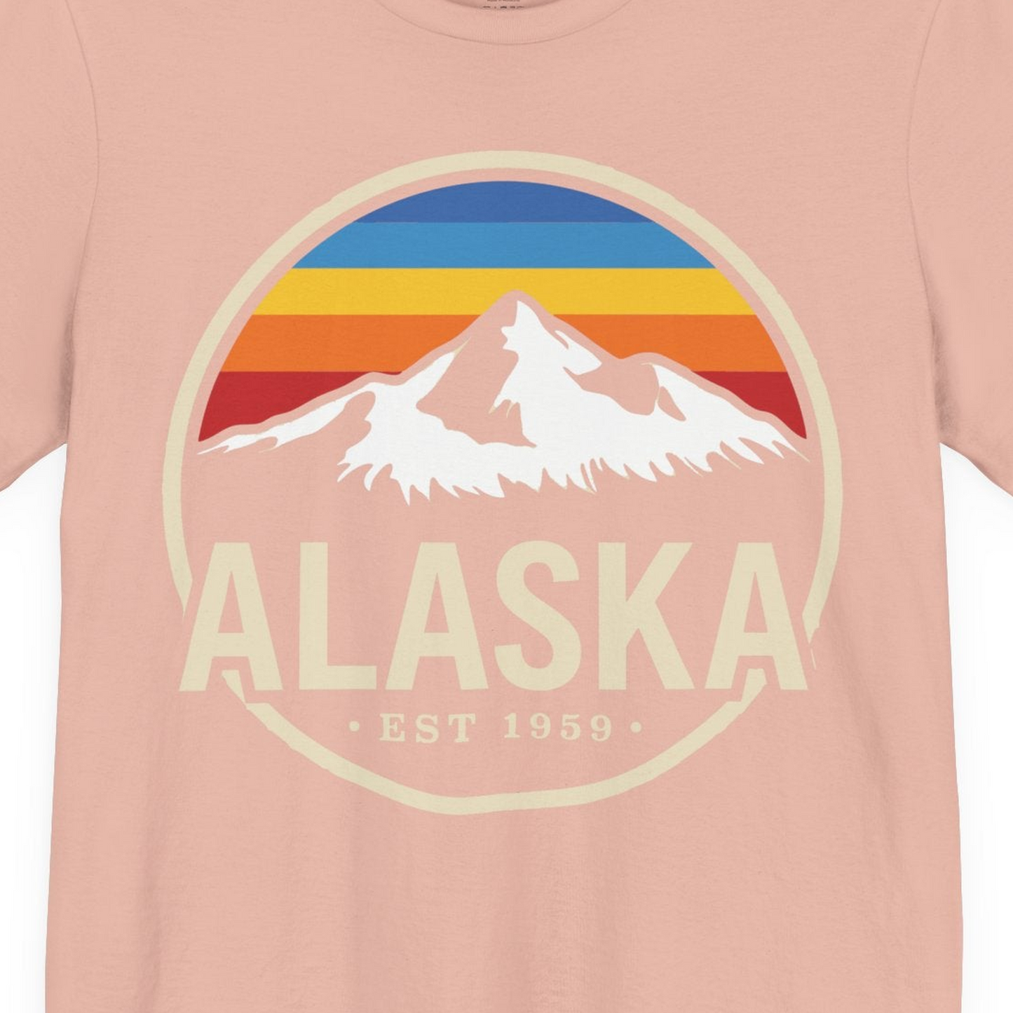 Alaska Vintage Mountain Sunset Shirt Premium T-Shirt – Peach – Alaska Cruise Shirts Close Up