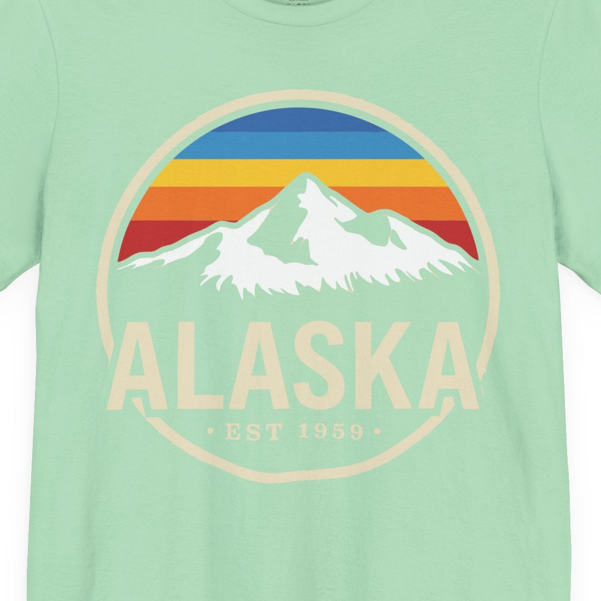 Alaska Vintage Mountain Sunset Shirt Premium T-Shirt – Mint – Alaska Cruise Shirts Close Up