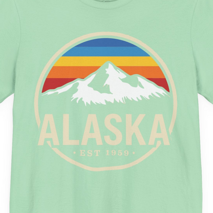 Alaska Vintage Mountain Sunset Shirt Premium T-Shirt – Mint – Alaska Cruise Shirts Close Up