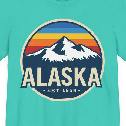 Alaska Vintage Shirt Premium T-Shirt – Teal – Alaska Cruise Shirts Close Up