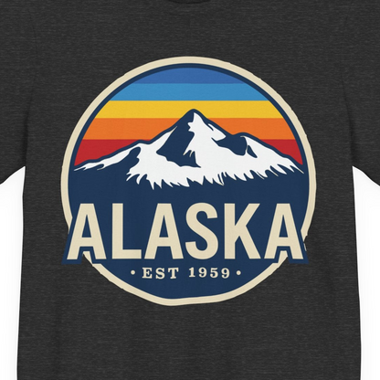 Alaska Vintage Shirt Premium T-Shirt – Dark Grey Heather – Alaska Cruise Shirts Close Up