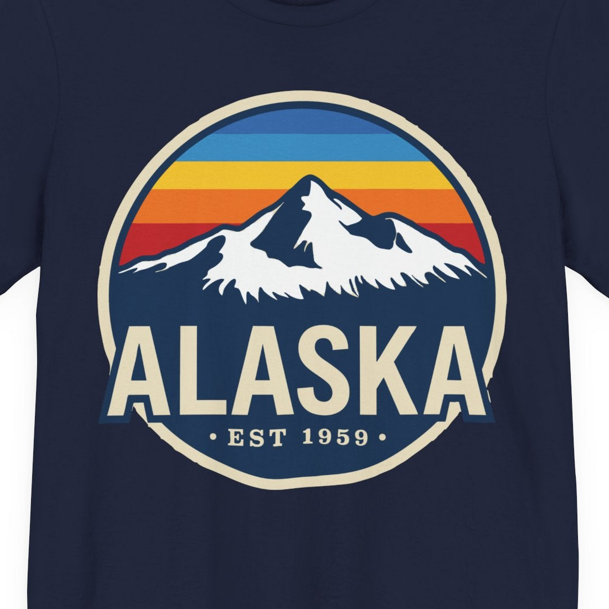 Alaska Vintage Shirt Premium T-Shirt – Navy – Alaska Cruise Shirts Close Up