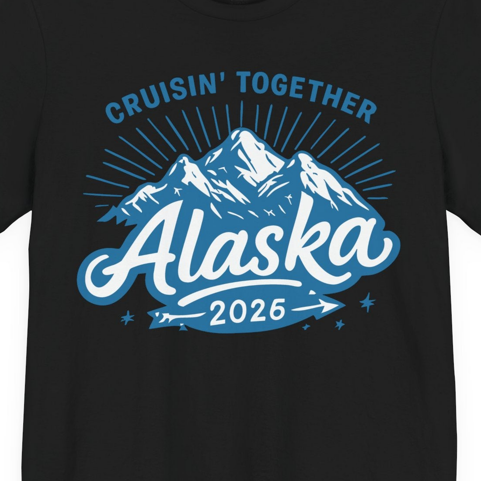 Alaska Cruise Mountains Adventure Shirt Premium T-Shirt – Black – Alaska Cruise Shirts Close Up