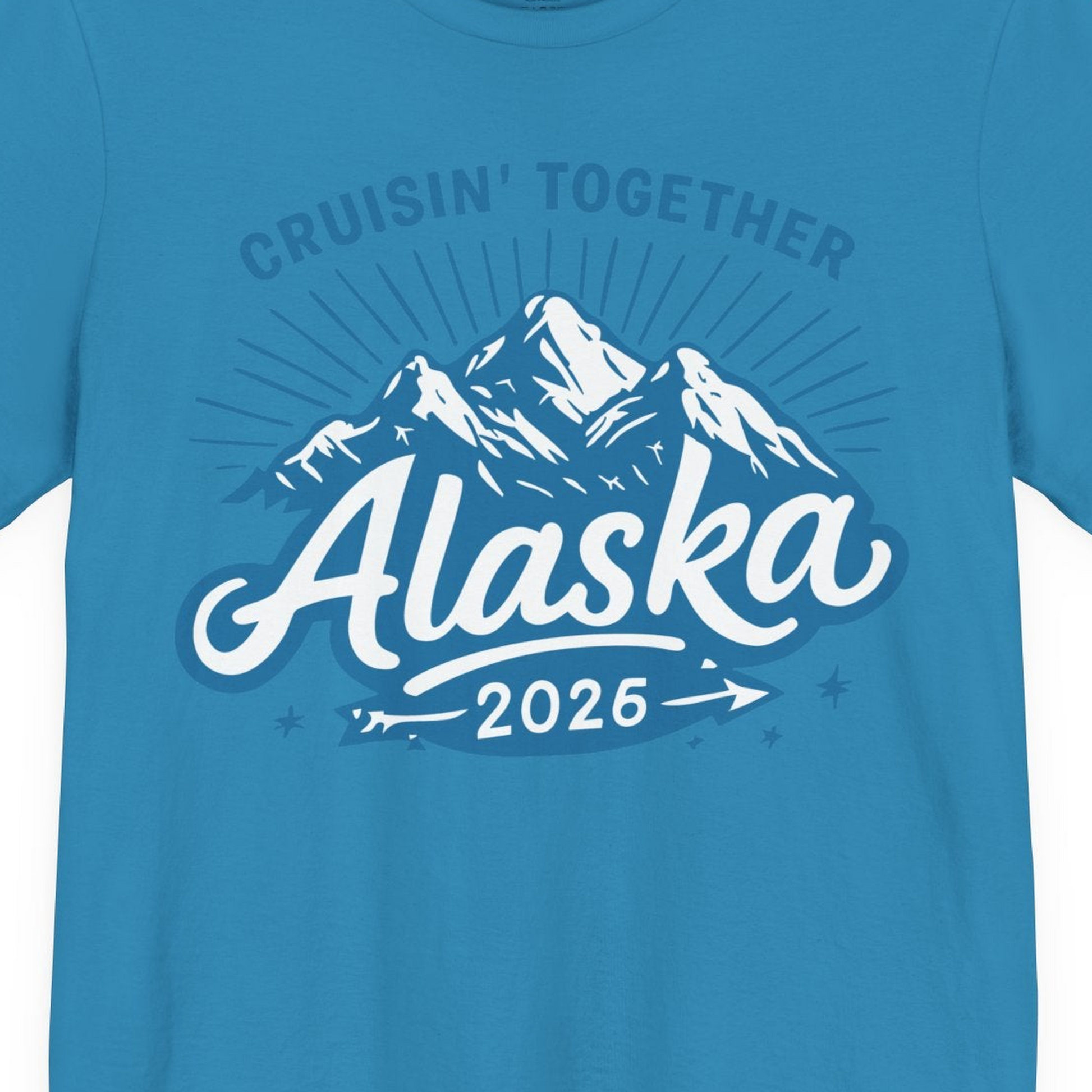 Alaska Cruise Mountains Adventure Shirt Premium T-Shirt – Aqua – Alaska Cruise Shirts Close Up