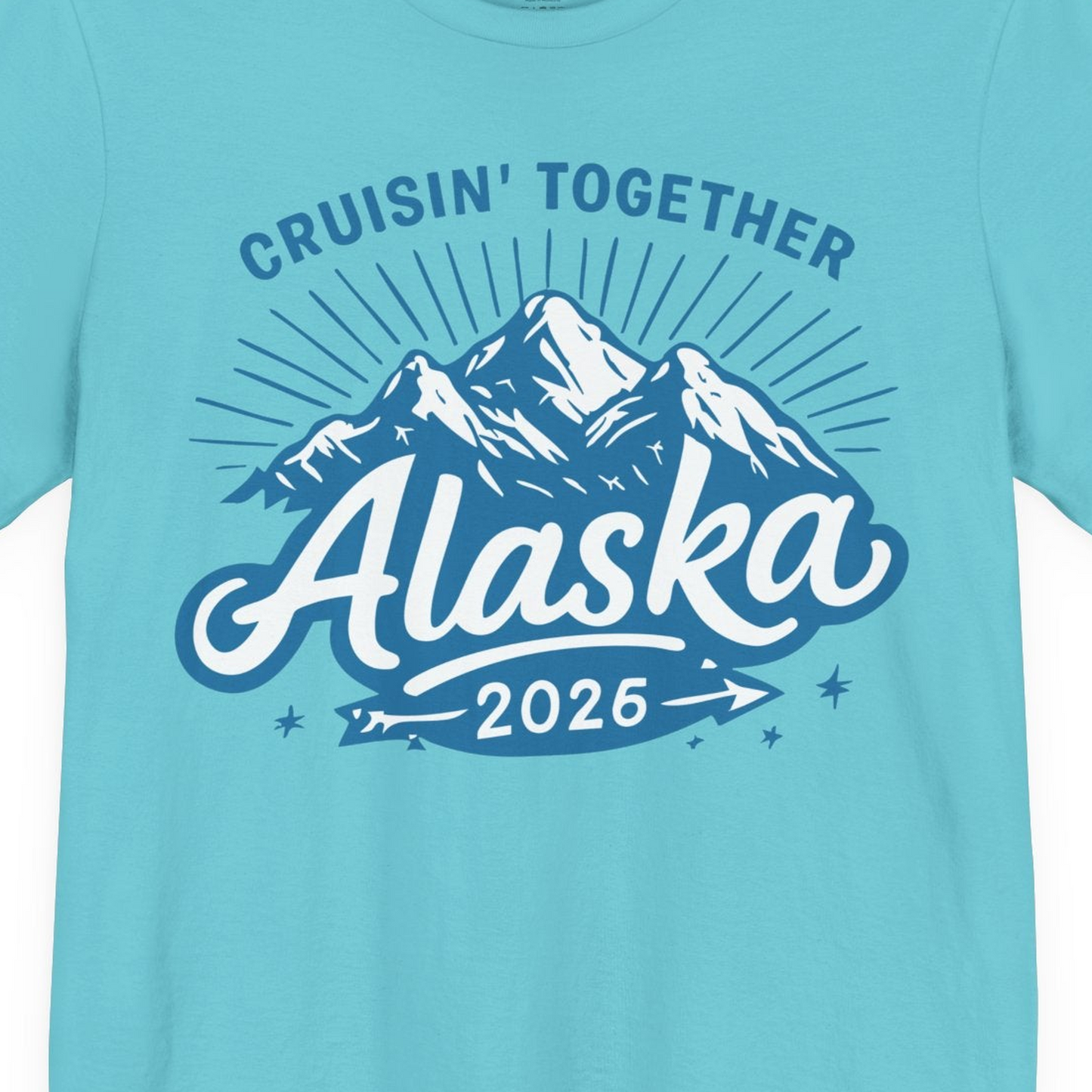 Alaska Cruise Mountains Adventure Shirt Premium T-Shirt – Turquoise – Alaska Cruise Shirts Close Up