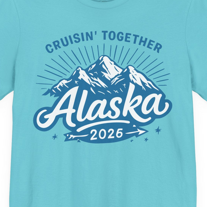 Alaska Cruise Mountains Adventure Shirt Premium T-Shirt – Turquoise – Alaska Cruise Shirts Close Up