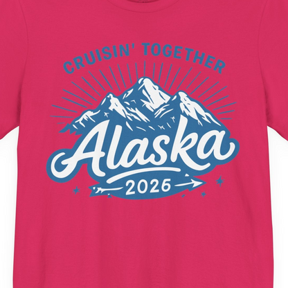 Alaska Cruise Mountains Adventure Shirt Premium T-Shirt – Fuchsia – Alaska Cruise Shirts Close Up