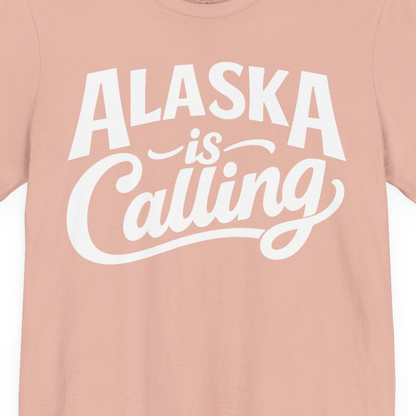Alaska Is Calling Shirt Premium T-Shirt – Peach – Alaska Cruise Shirts Close Up