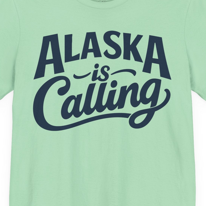Alaska Is Calling Shirt Premium T-Shirt – Mint – Alaska Cruise Shirts Close Up