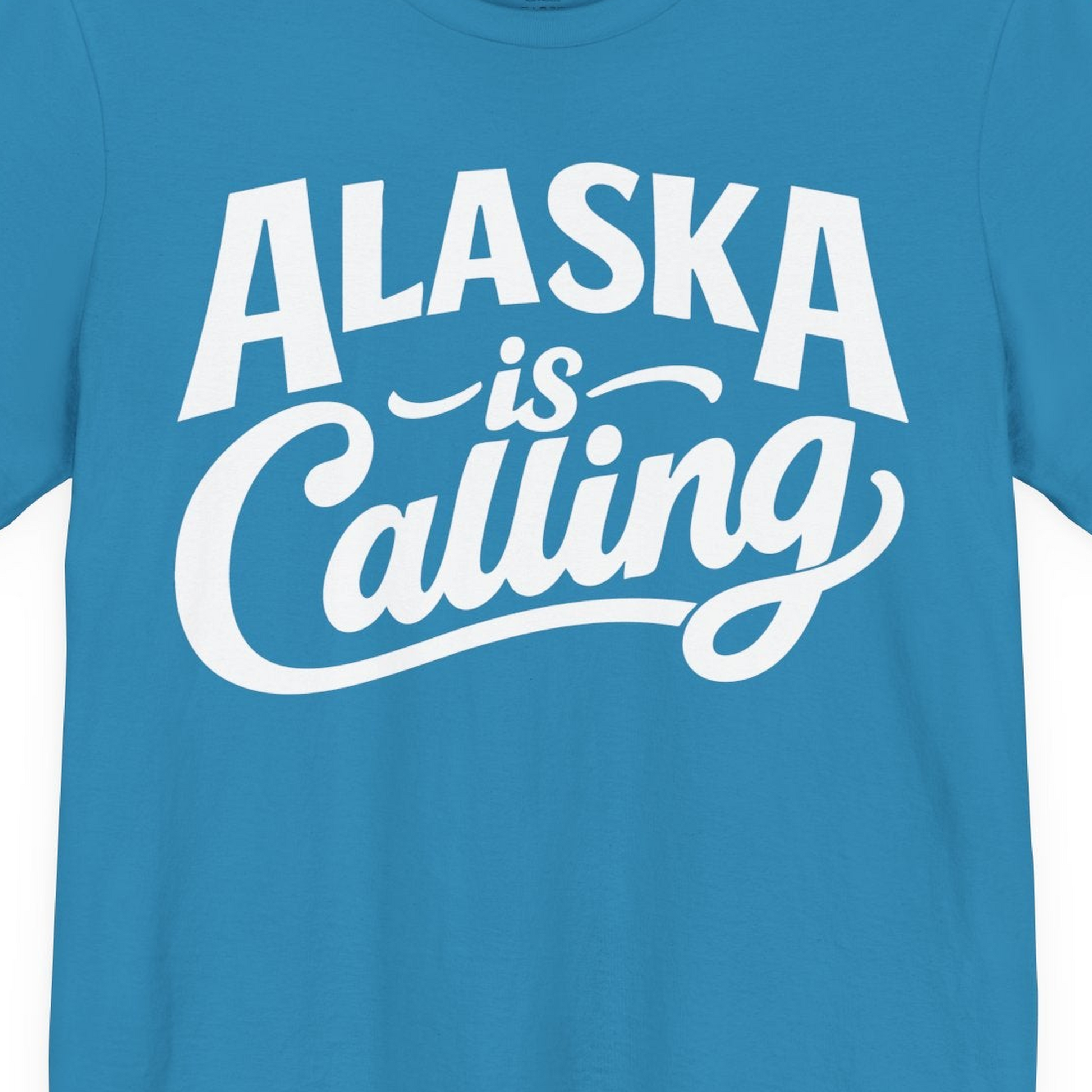 Alaska Is Calling Shirt Premium T-Shirt – Aqua – Alaska Cruise Shirts Close Up