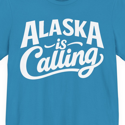 Alaska Is Calling Shirt Premium T-Shirt – Aqua – Alaska Cruise Shirts Close Up