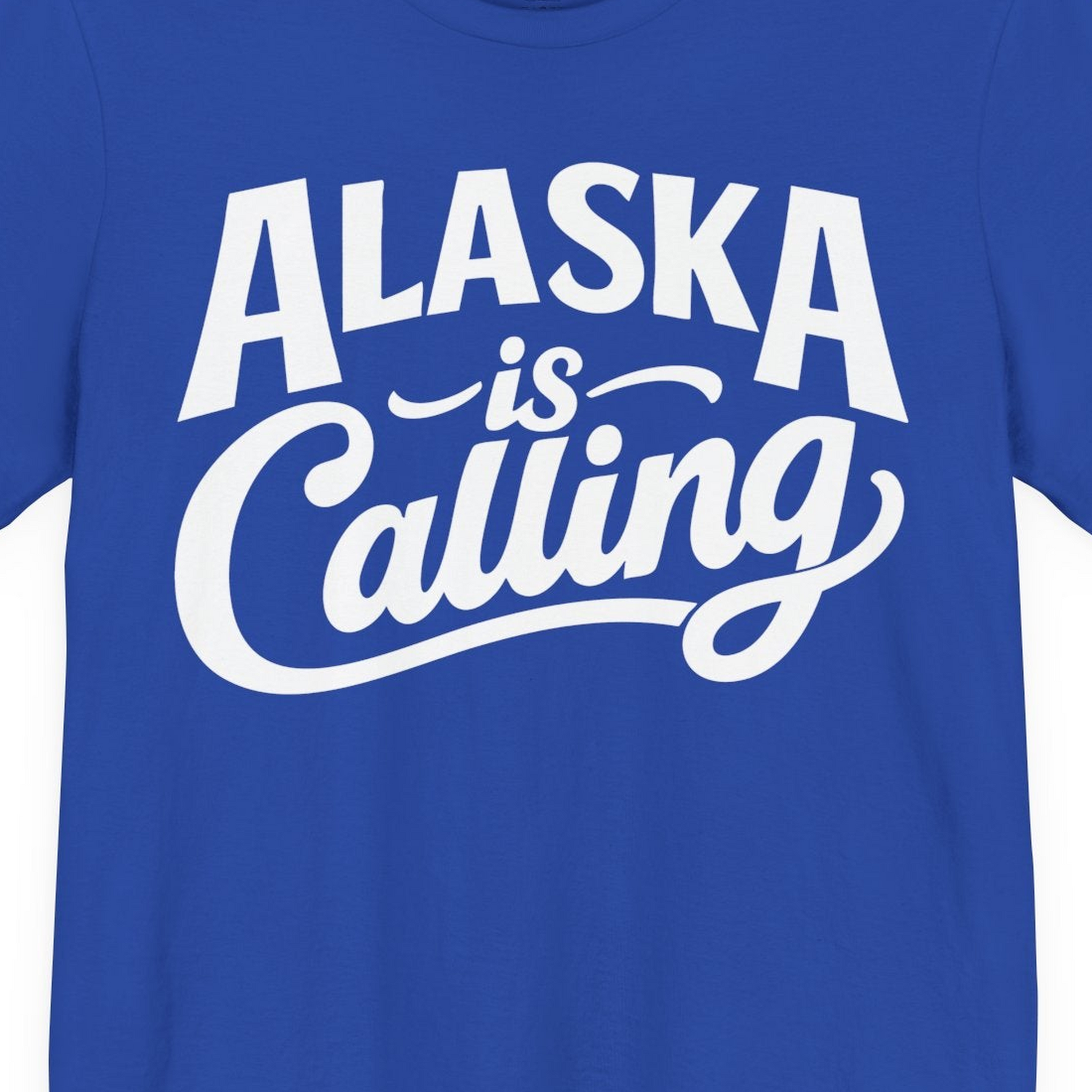 Alaska Is Calling Shirt Premium T-Shirt – True Royal – Alaska Cruise Shirts Close Up