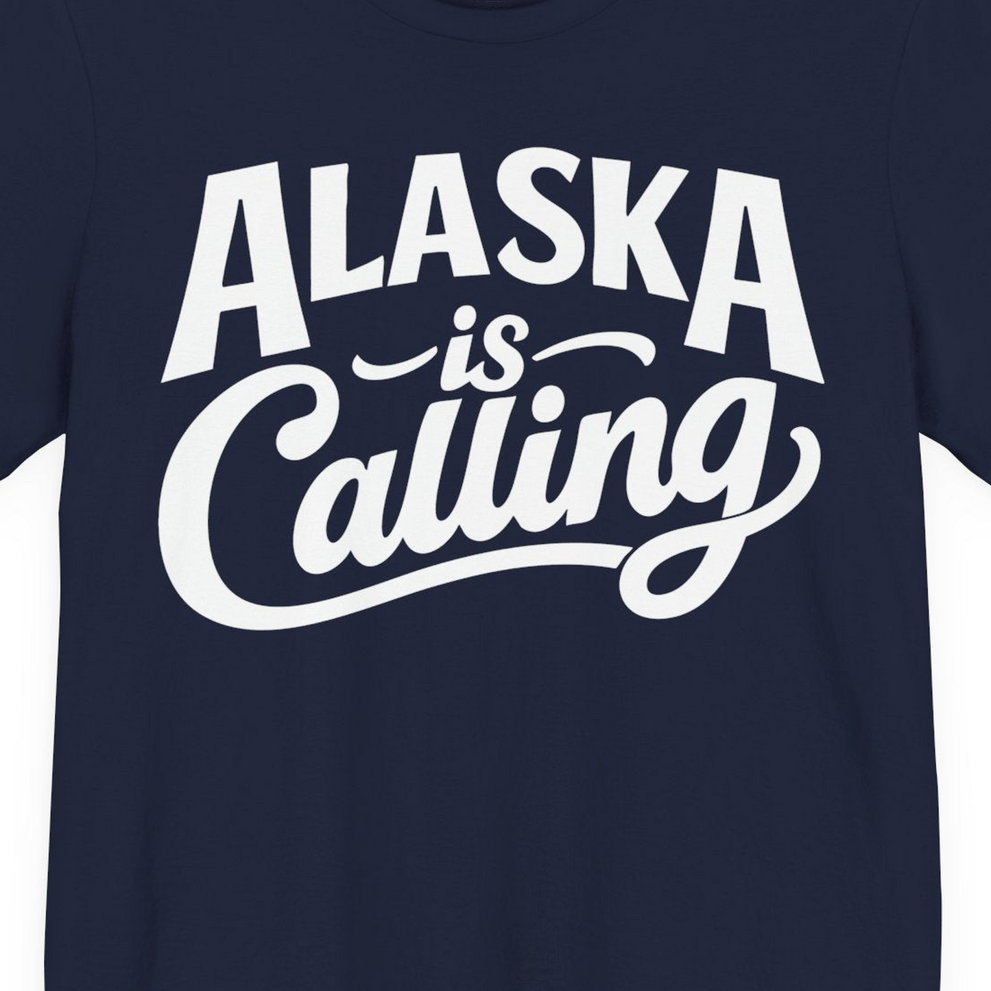 Alaska Is Calling Shirt Premium T-Shirt – Navy – Alaska Cruise Shirts Close Up