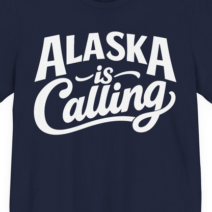 Alaska Is Calling Shirt Premium T-Shirt – Navy – Alaska Cruise Shirts Close Up