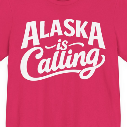 Alaska Is Calling Shirt Premium T-Shirt – Fuchsia – Alaska Cruise Shirts Close Up