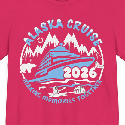 Alaska Cruise 2026 Adventure Shirt Premium T-Shirt – Fuchsia – Alaska Cruise Shirts Close Up