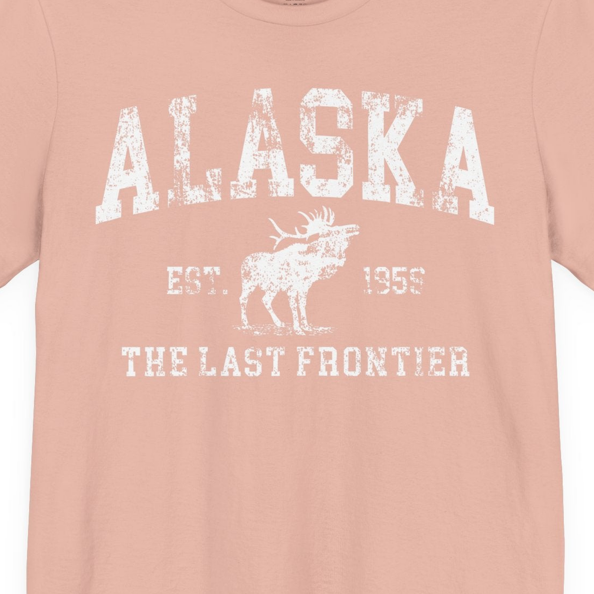 Vintage Alaska Moose Shirt Premium T-Shirt – Peach – Alaska Cruise Shirts Close Up