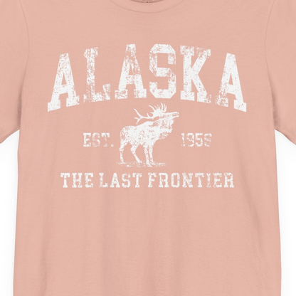 Vintage Alaska Moose Shirt Premium T-Shirt – Peach – Alaska Cruise Shirts Close Up