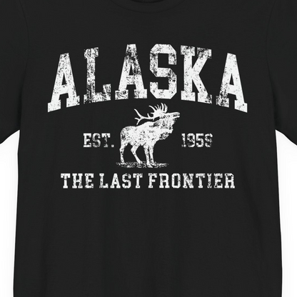 Vintage Alaska Moose Shirt Premium T-Shirt – Black – Alaska Cruise Shirts Close Up