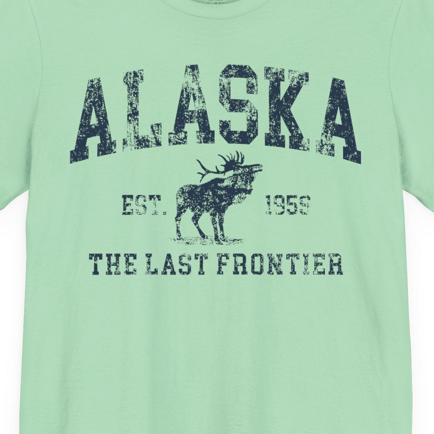 Vintage Alaska Moose Shirt Premium T-Shirt – Mint – Alaska Cruise Shirts Close Up