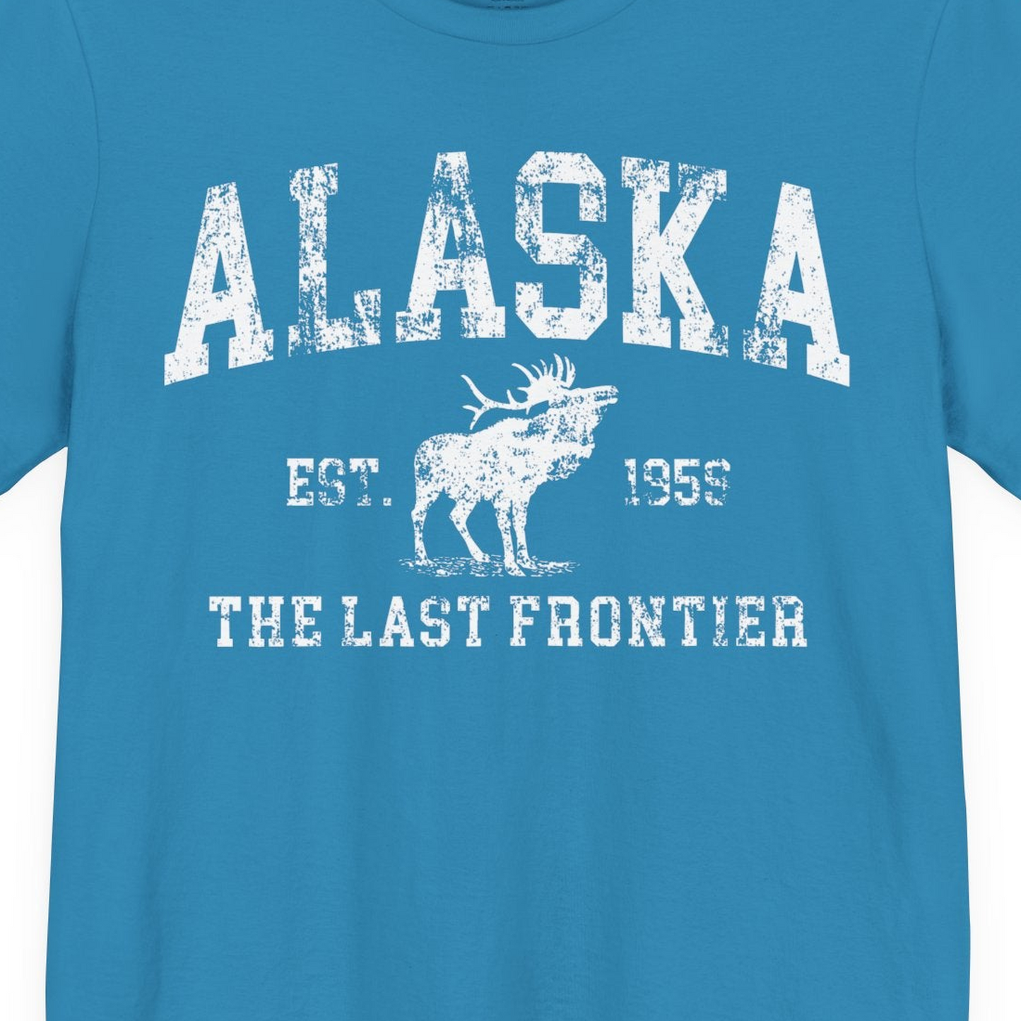 Vintage Alaska Moose Shirt Premium T-Shirt – Aqua – Alaska Cruise Shirts Close Up