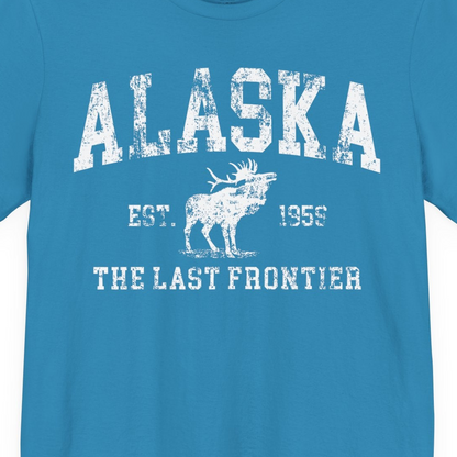 Vintage Alaska Moose Shirt Premium T-Shirt – Aqua – Alaska Cruise Shirts Close Up
