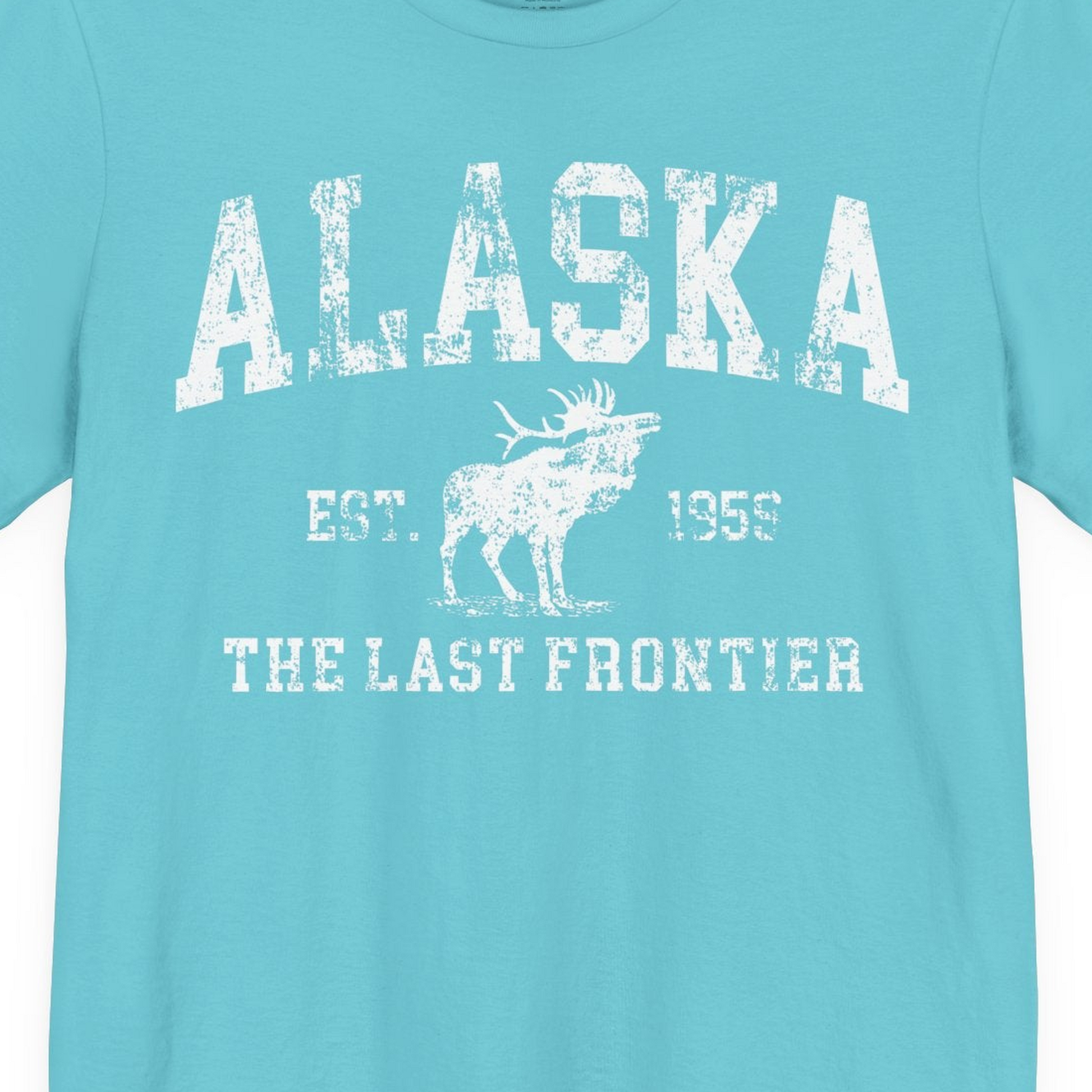 Vintage Alaska Moose Shirt Premium T-Shirt – Turquoise – Alaska Cruise Shirts Close Up