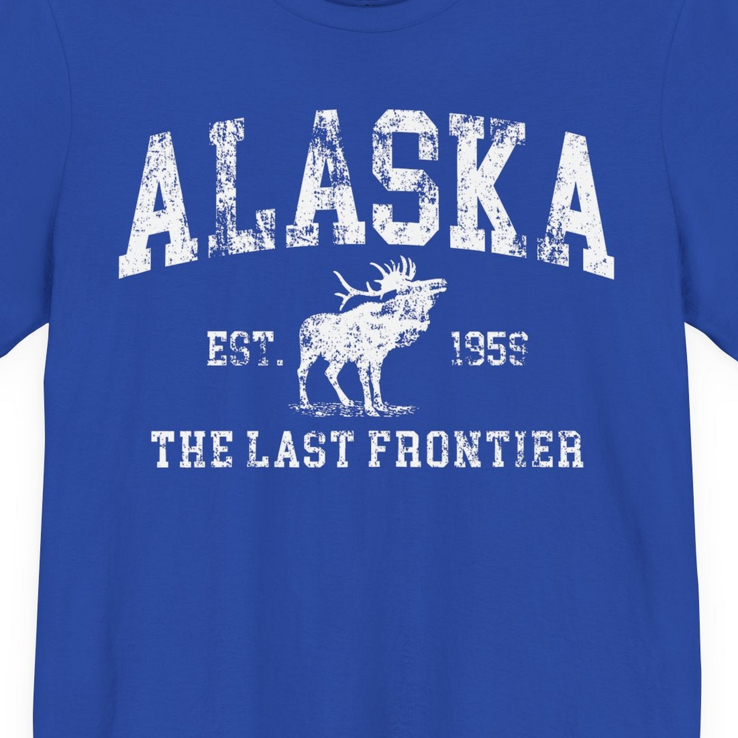 Vintage Alaska Moose Shirt Premium T-Shirt – True Royal – Alaska Cruise Shirts Close Up