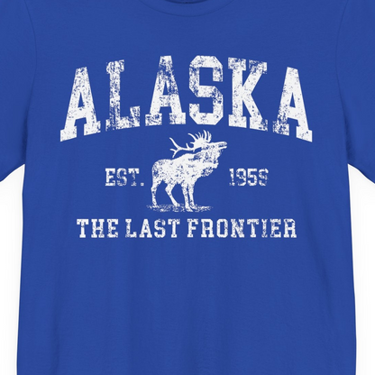 Vintage Alaska Moose Shirt Premium T-Shirt – True Royal – Alaska Cruise Shirts Close Up