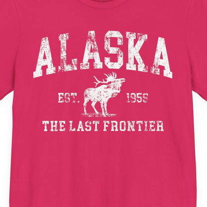 Vintage Alaska Moose Shirt Premium T-Shirt – Fuchsia – Alaska Cruise Shirts Close Up