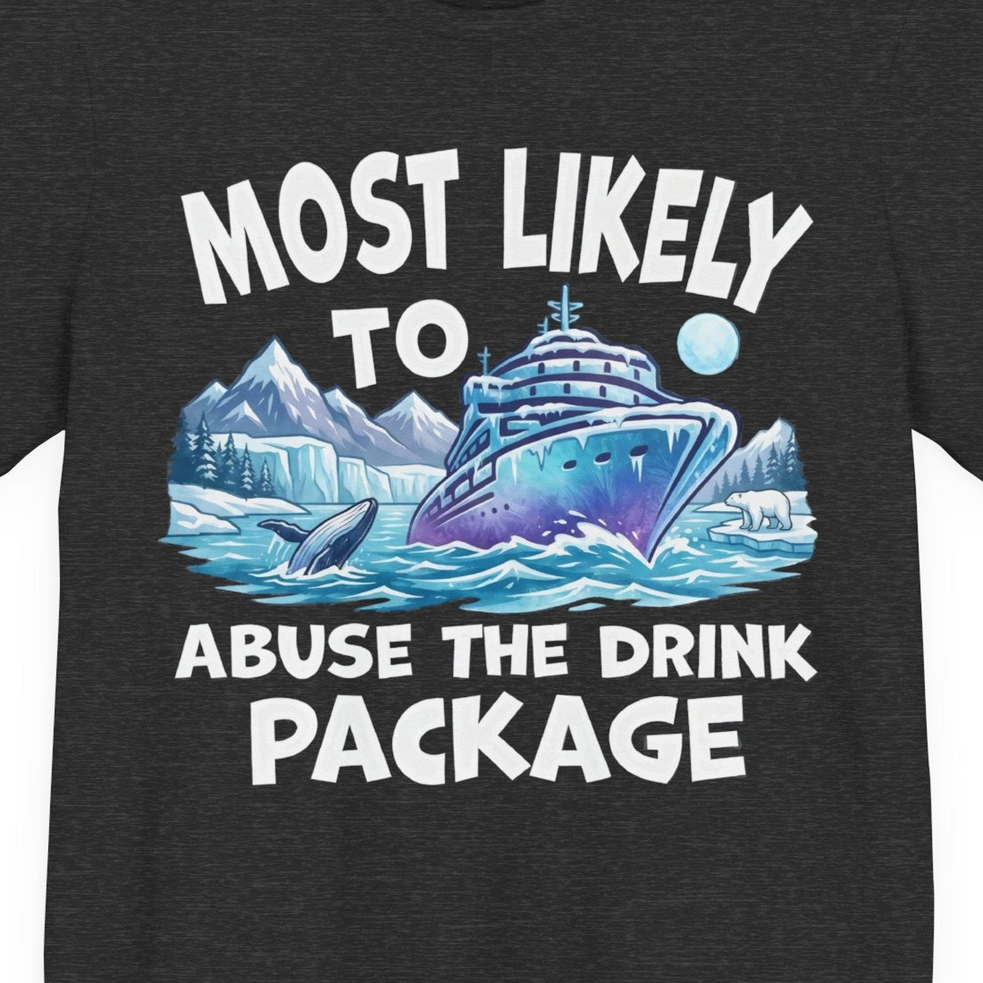 Funny Alaska Cruise Shirt Premium T-Shirt – Dark Grey Heather – Alaska Cruise Shirts Close Up