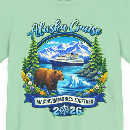 Alaska Cruise 2026 Family Shirt Premium T-Shirt – Mint – Alaska Cruise Shirts Close Up