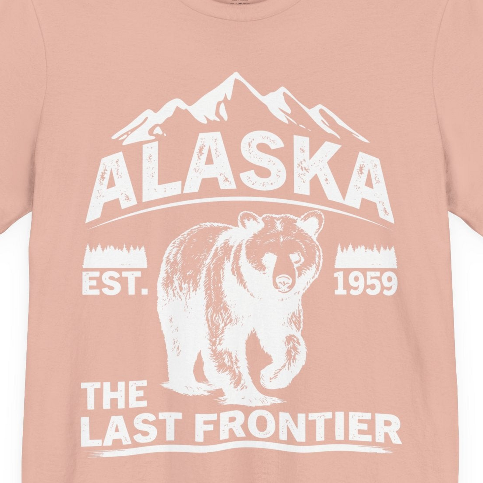 Alaska Bear Shirt Premium T-Shirt – Peach – Alaska Cruise Shirts Close Up