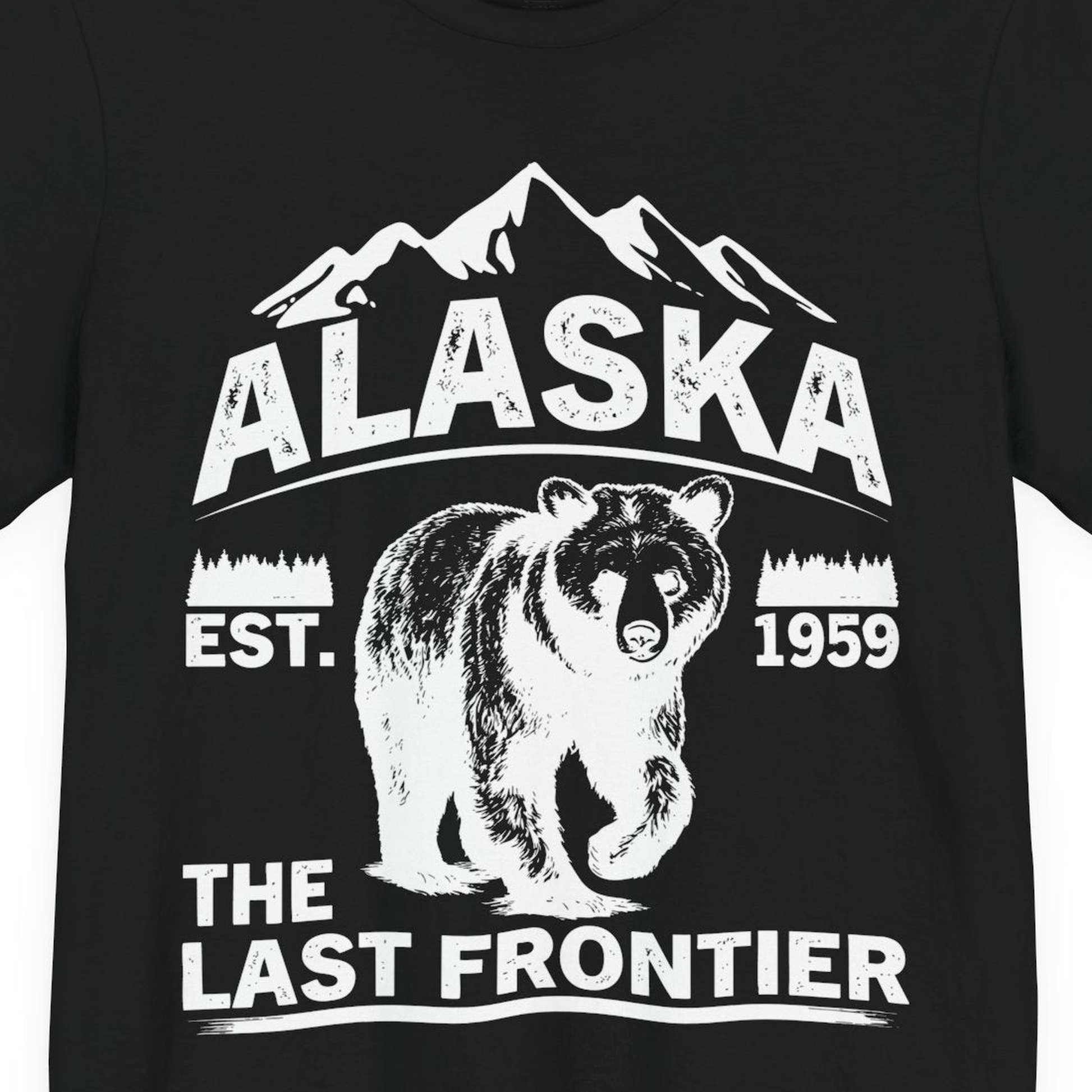 Alaska Bear Shirt Premium T-Shirt – Black – Alaska Cruise Shirts Close Up