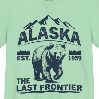 Alaska Bear Shirt Premium T-Shirt – Mint – Alaska Cruise Shirts Close Up