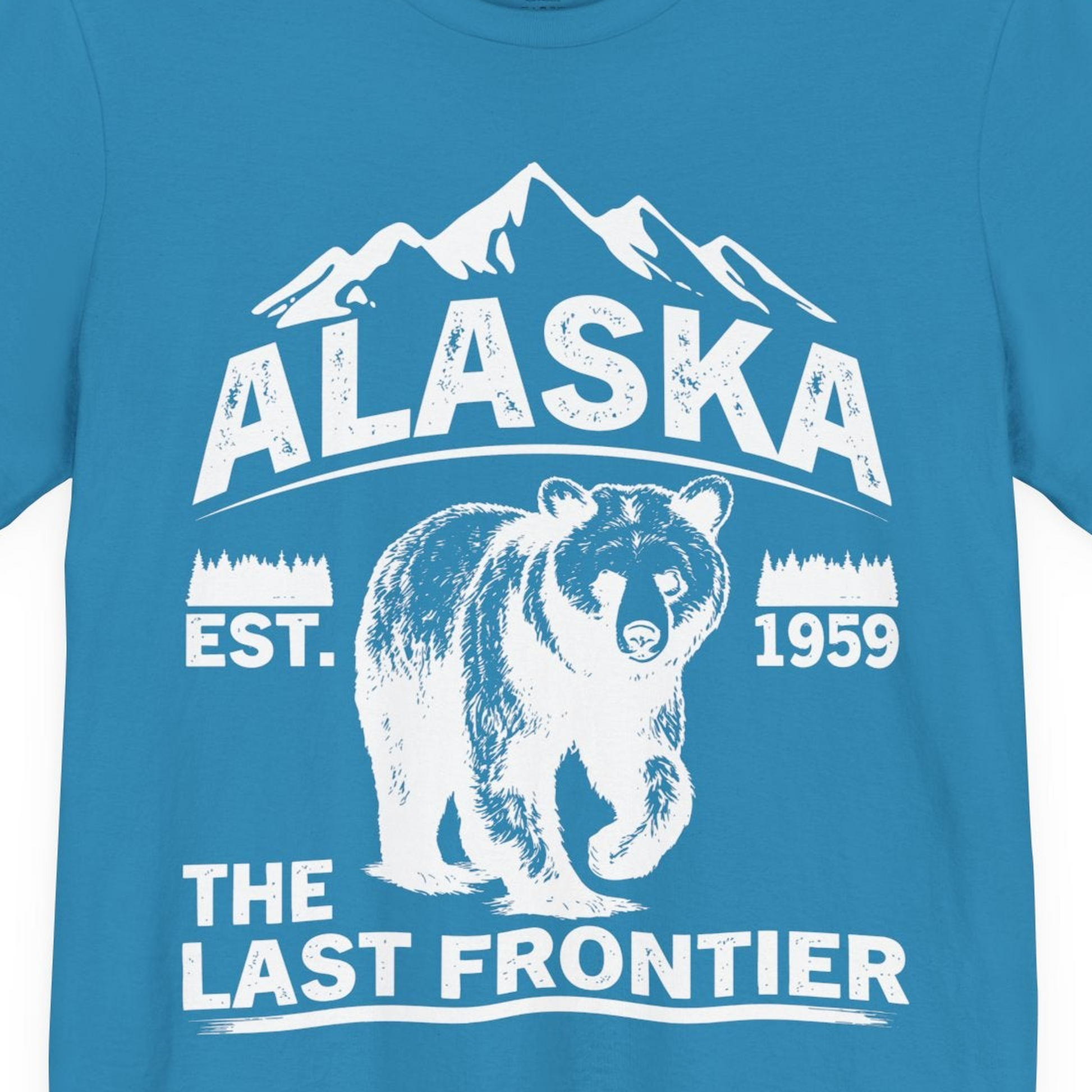 Alaska Bear Shirt Premium T-Shirt – Aqua – Alaska Cruise Shirts Close Up