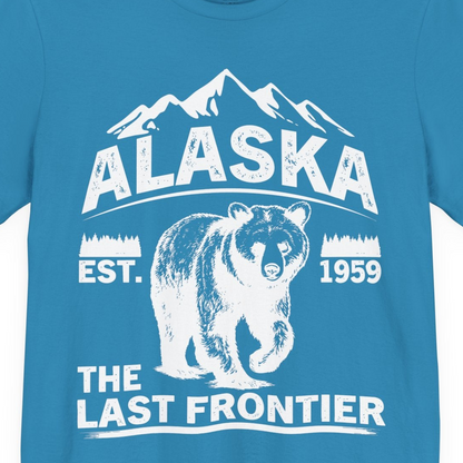 Alaska Bear Shirt Premium T-Shirt – Aqua – Alaska Cruise Shirts Close Up