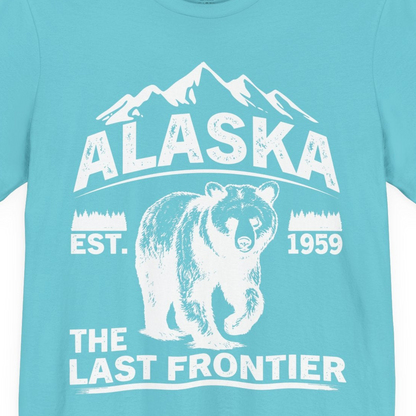 Alaska Bear Shirt Premium T-Shirt – Turquoise – Alaska Cruise Shirts Close Up