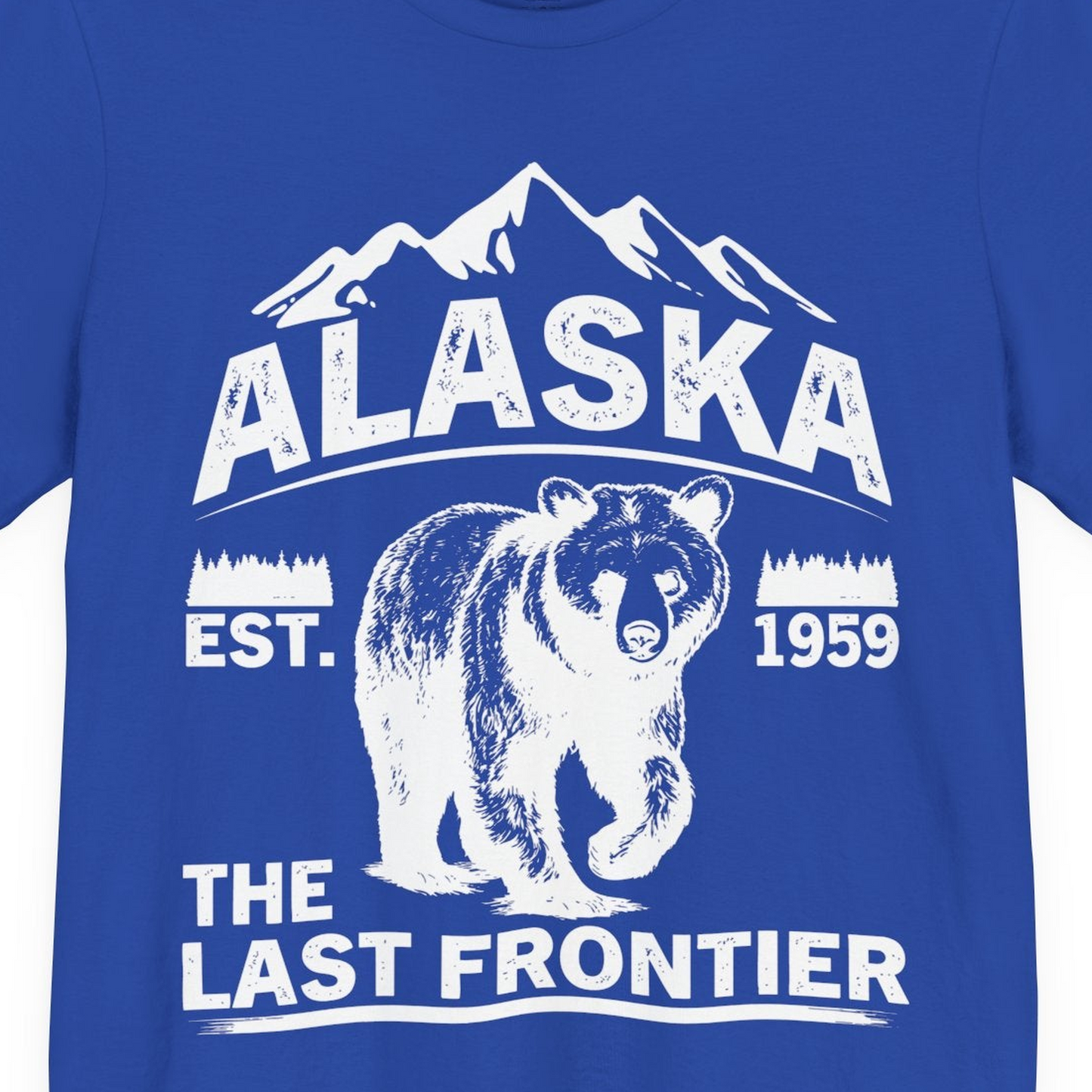 Alaska Bear Shirt Premium T-Shirt – True Royal – Alaska Cruise Shirts Close Up