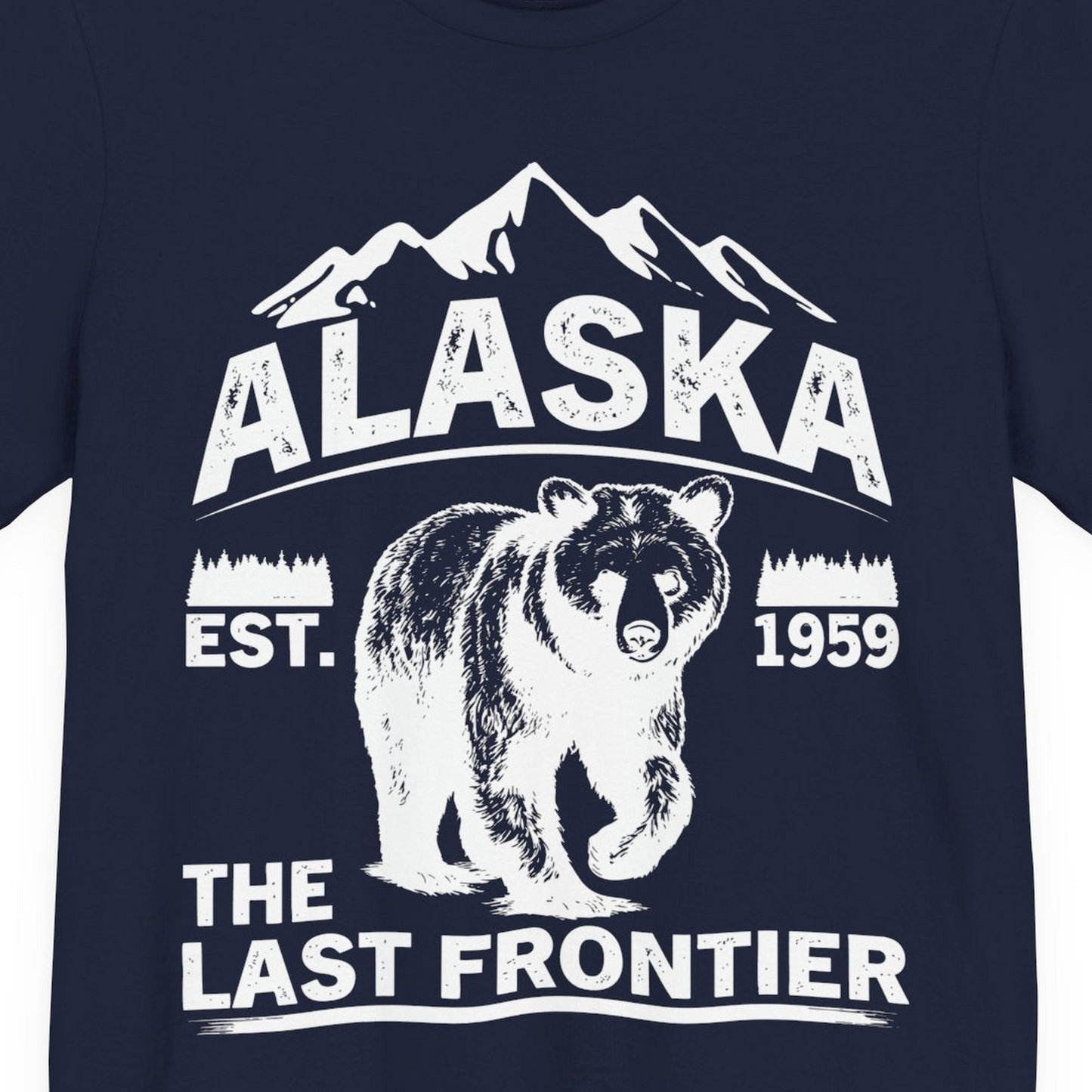 Alaska Bear Shirt Premium T-Shirt – Navy – Alaska Cruise Shirts Close Up