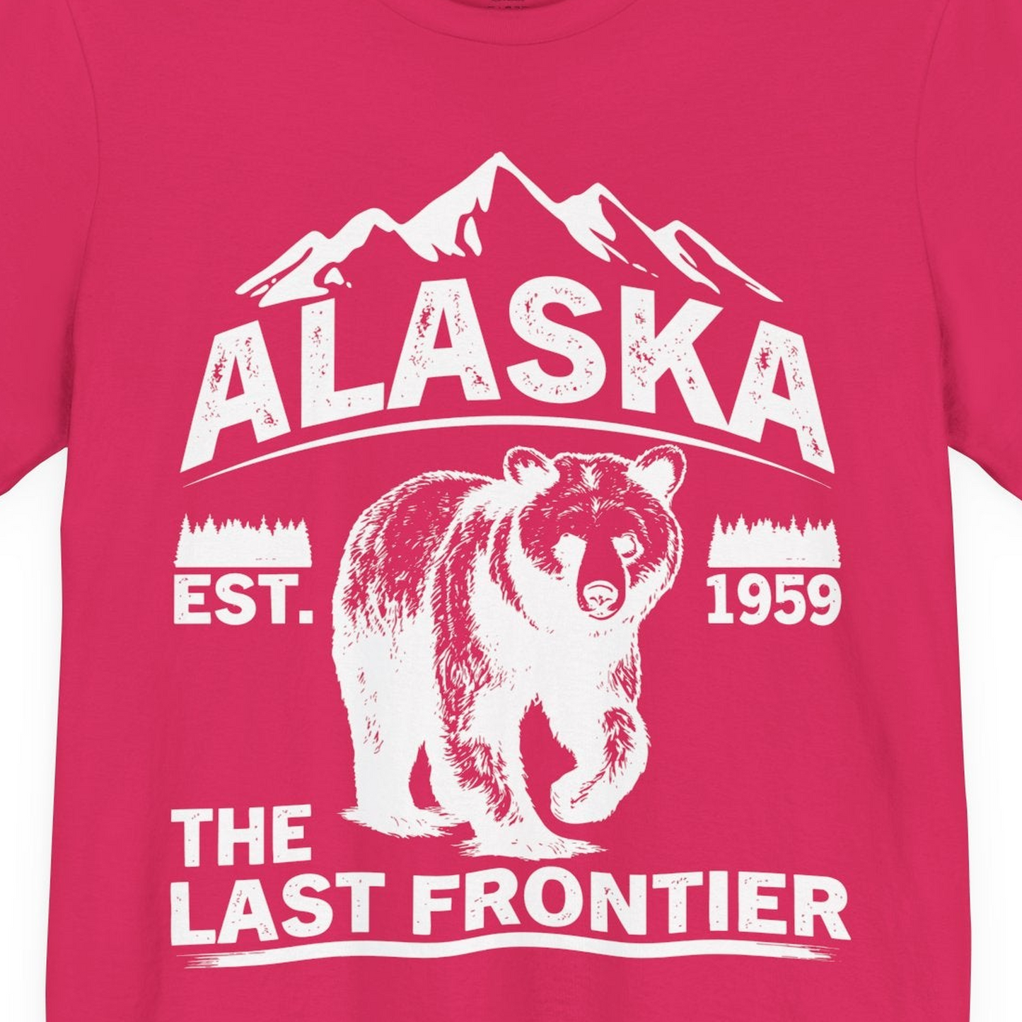Alaska Bear Shirt Premium T-Shirt – Fuchsia – Alaska Cruise Shirts Close Up