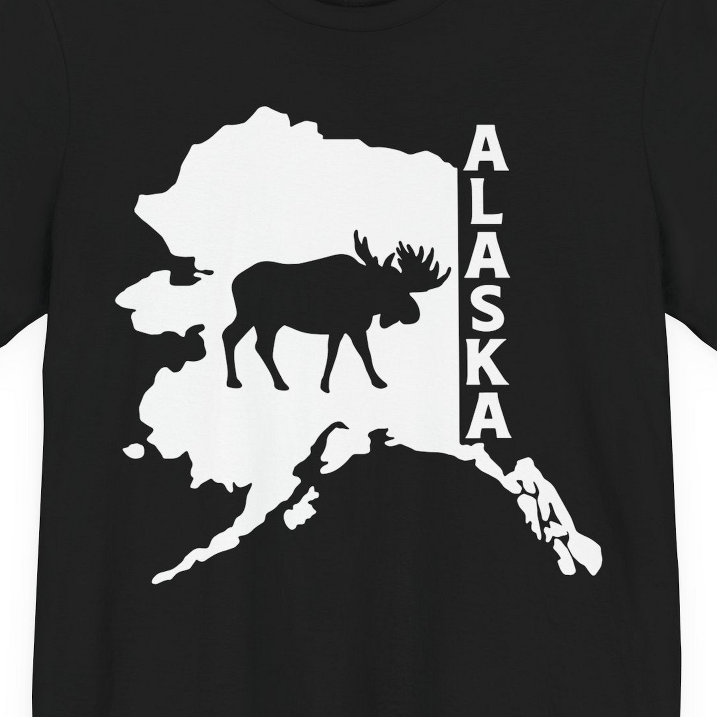 Alaska Moose Silhouette Shirt Premium T-Shirt – Black – Alaska Cruise Shirts Close Up
