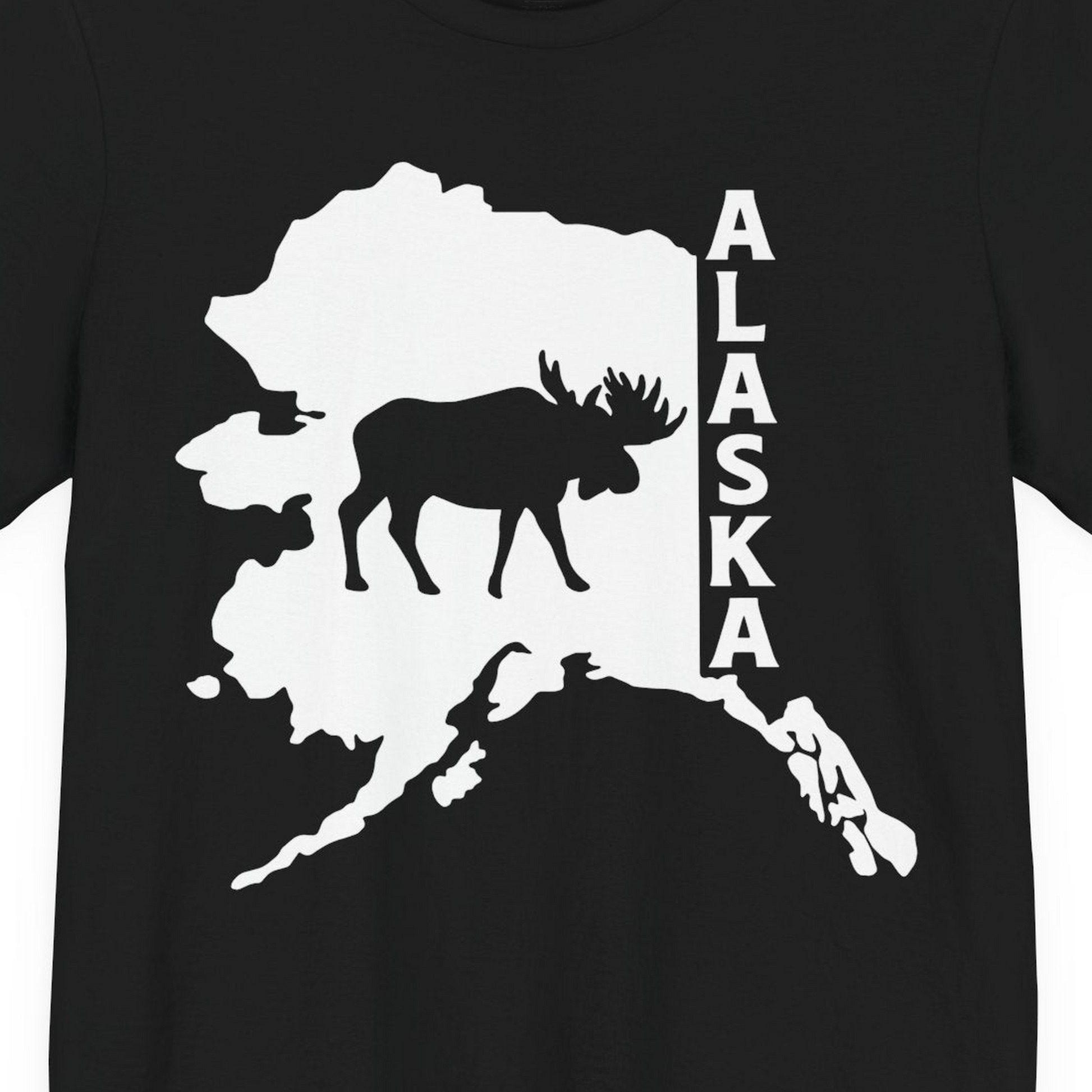 Alaska Moose Silhouette Shirt Premium T-Shirt – Black – Alaska Cruise Shirts Close Up