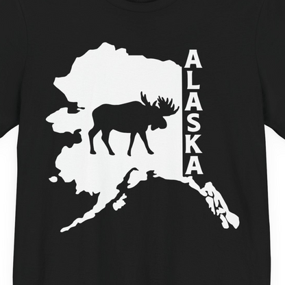 Alaska Moose Silhouette Shirt Premium T-Shirt – Black – Alaska Cruise Shirts Close Up
