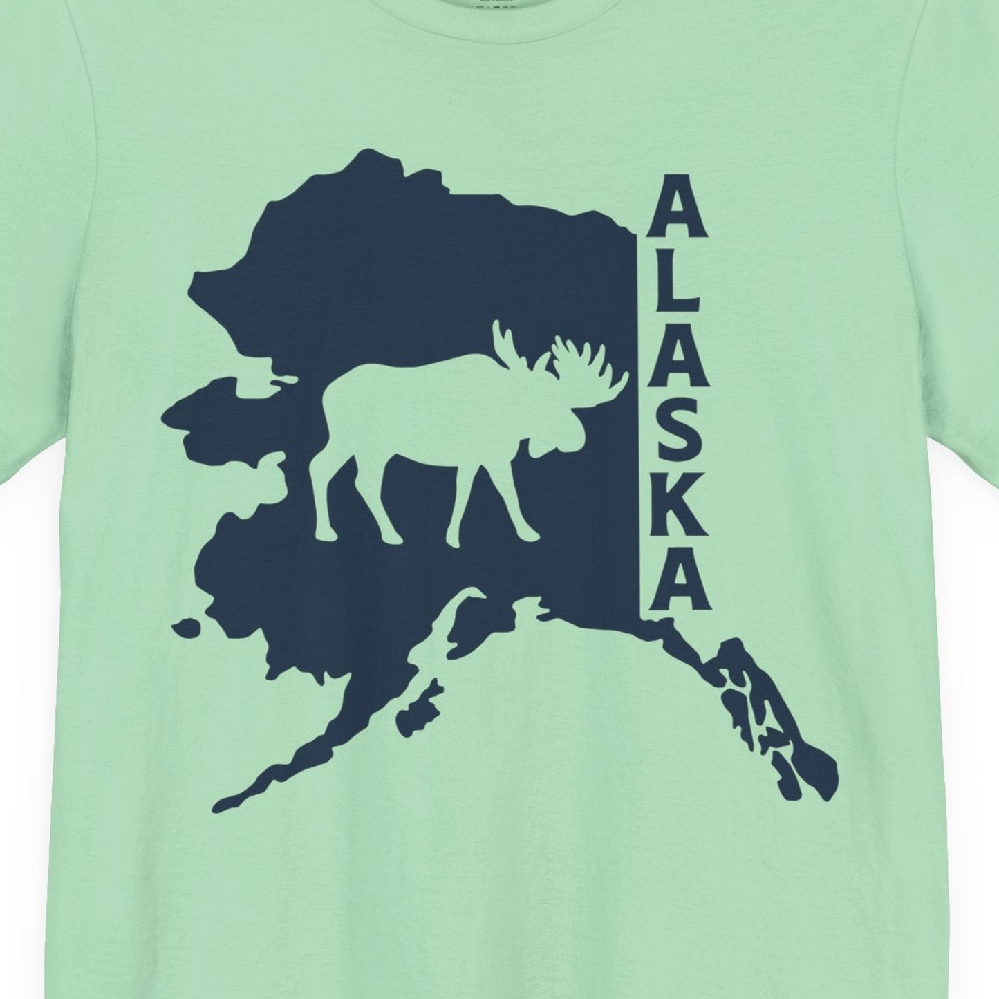 Alaska Moose Silhouette Shirt Premium T-Shirt – Mint – Alaska Cruise Shirts Close Up