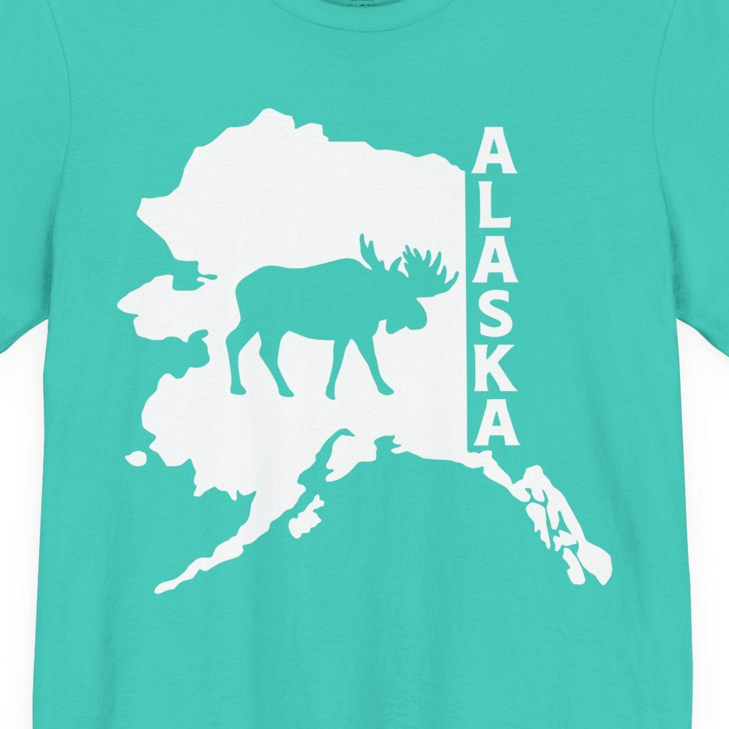 Alaska Moose Silhouette Shirt Premium T-Shirt – Teal – Alaska Cruise Shirts Close Up