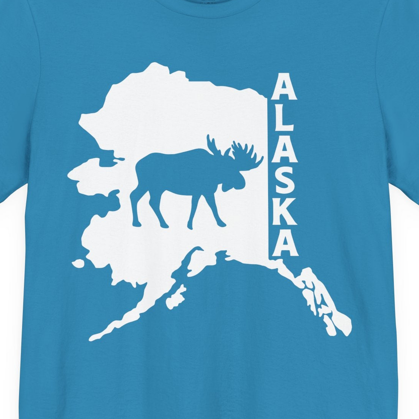 Alaska Moose Silhouette Shirt Premium T-Shirt – Aqua – Alaska Cruise Shirts Close Up