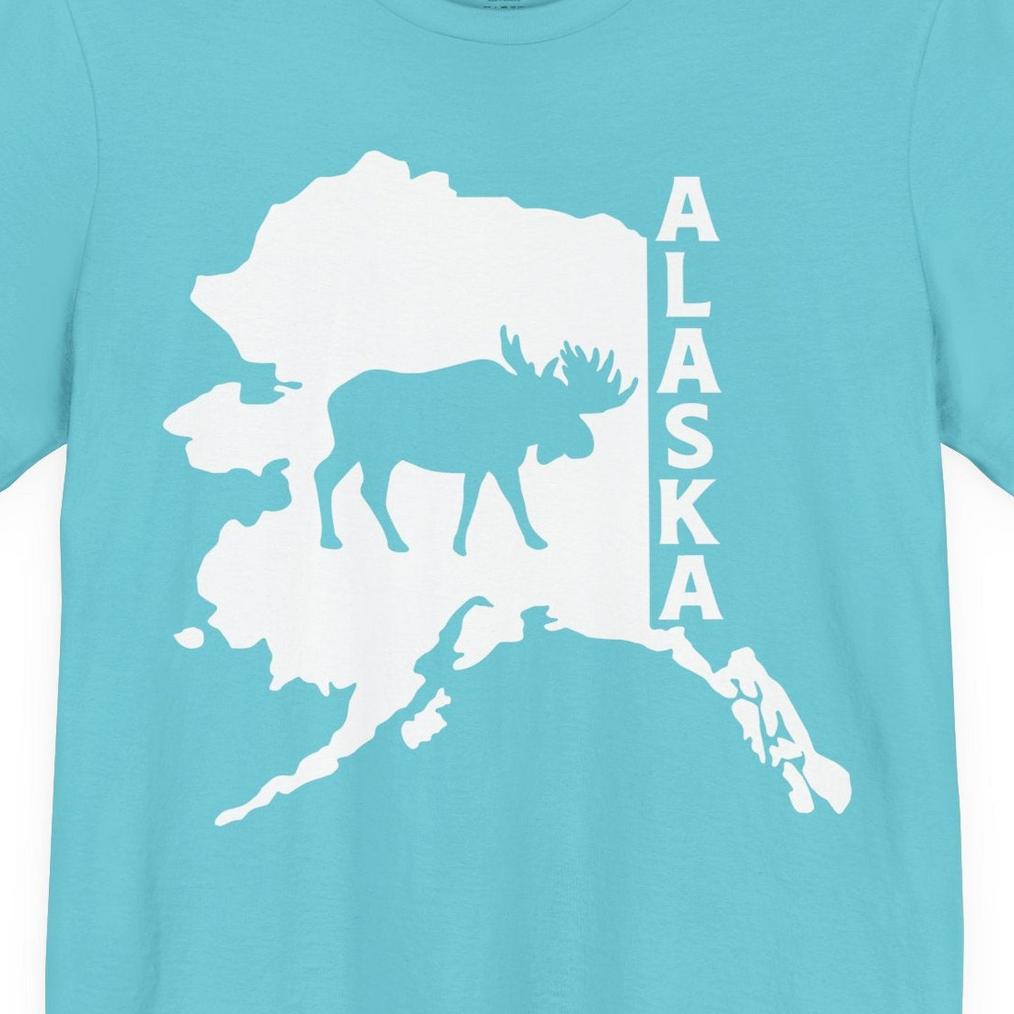 Alaska Moose Silhouette Shirt Premium T-Shirt – Turquoise – Alaska Cruise Shirts Close Up