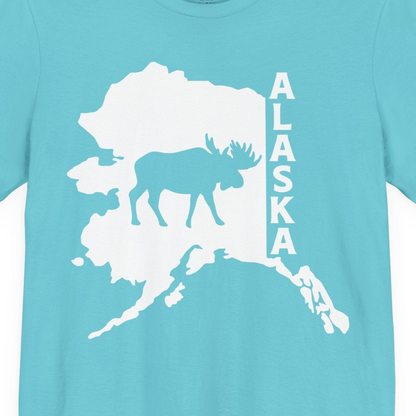Alaska Moose Silhouette Shirt Premium T-Shirt – Turquoise – Alaska Cruise Shirts Close Up